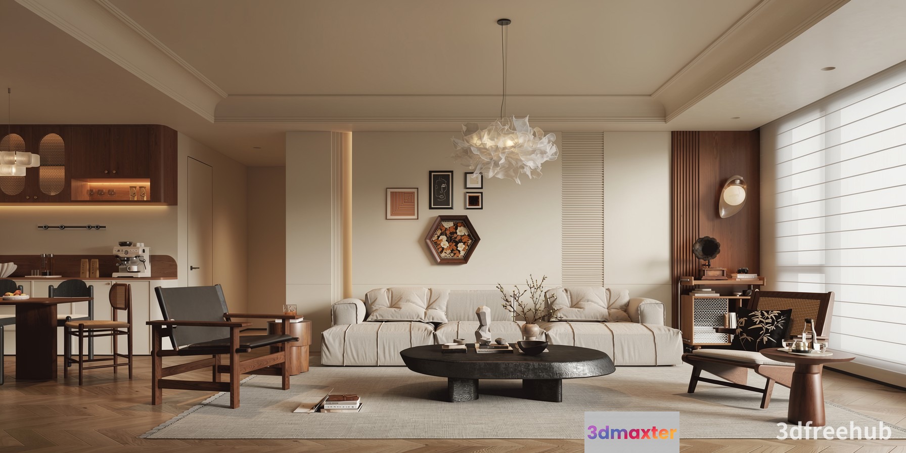 Modern Living Room 3D Model - 20849 - VRAY Render
