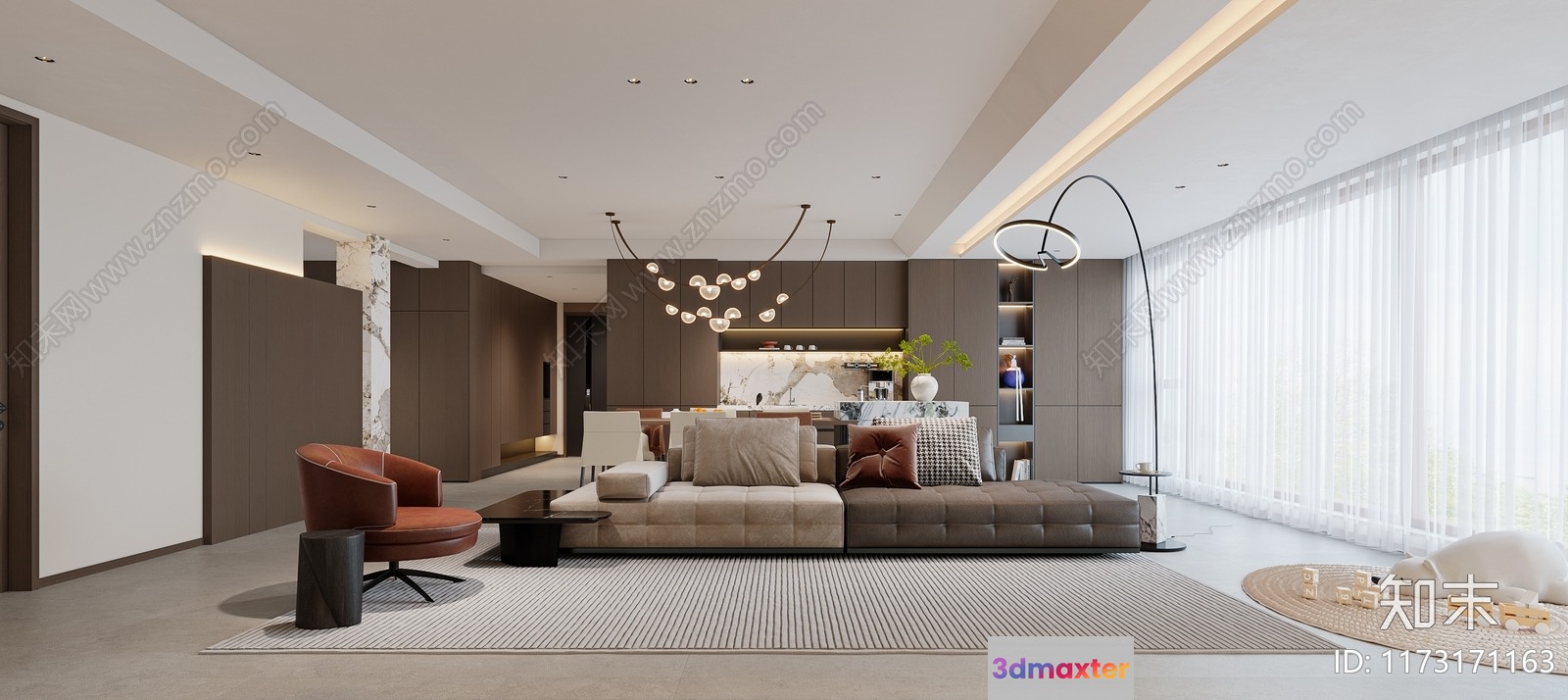 Modern Living Room 3D Model - 2923 - VRAY Render