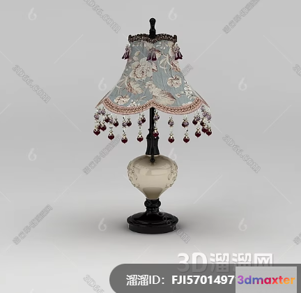 A Vintage-Style Lamp With A Decorative Shade 3D Model - 10309 - VRAY Render