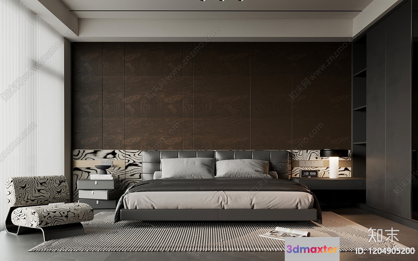 Cozy Modern Bedroom 3D Model - 14593 - VRAY Render