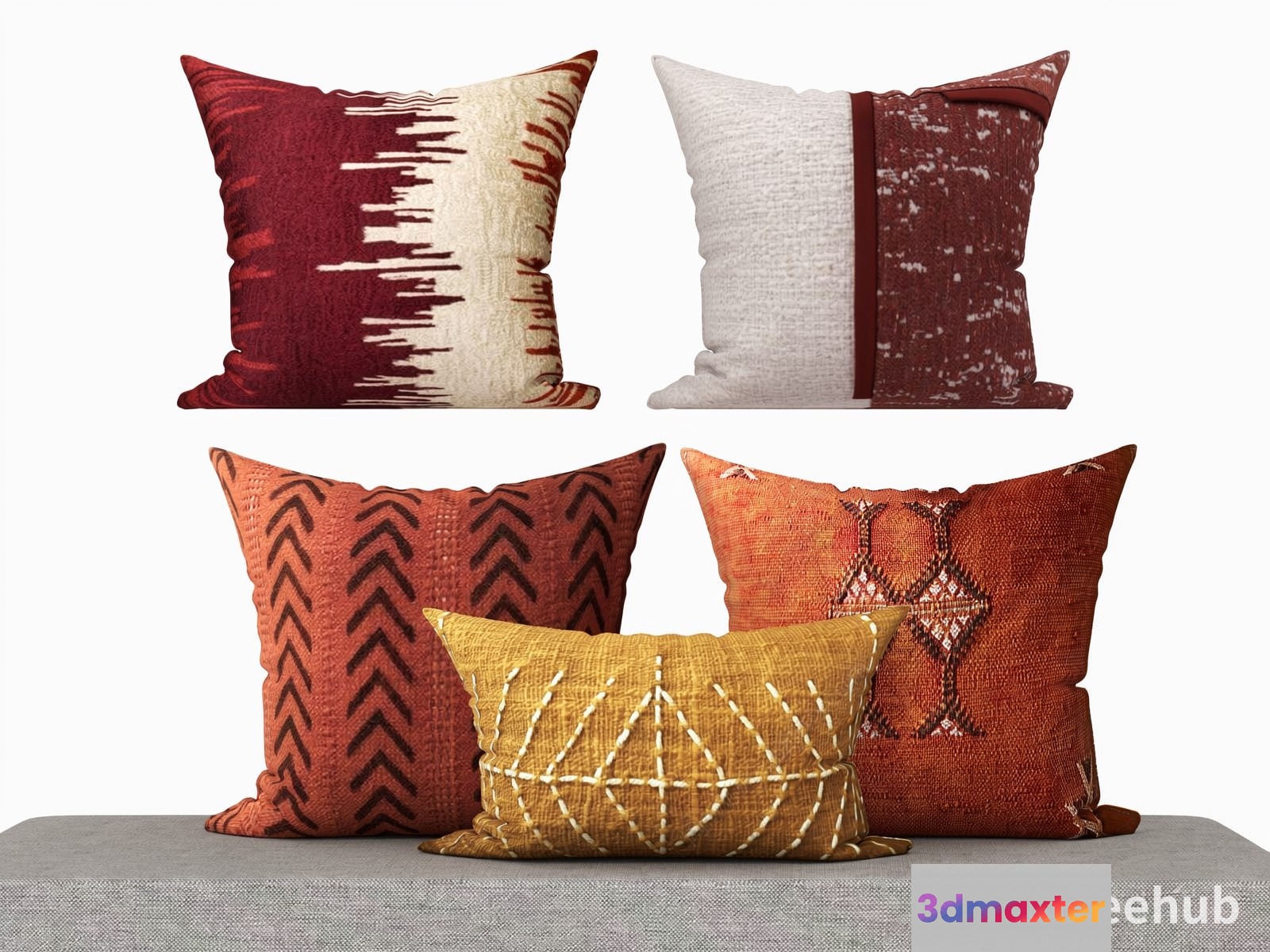 A Collection Of Throw Pillows 3D Model - 19895 - VRAY Render