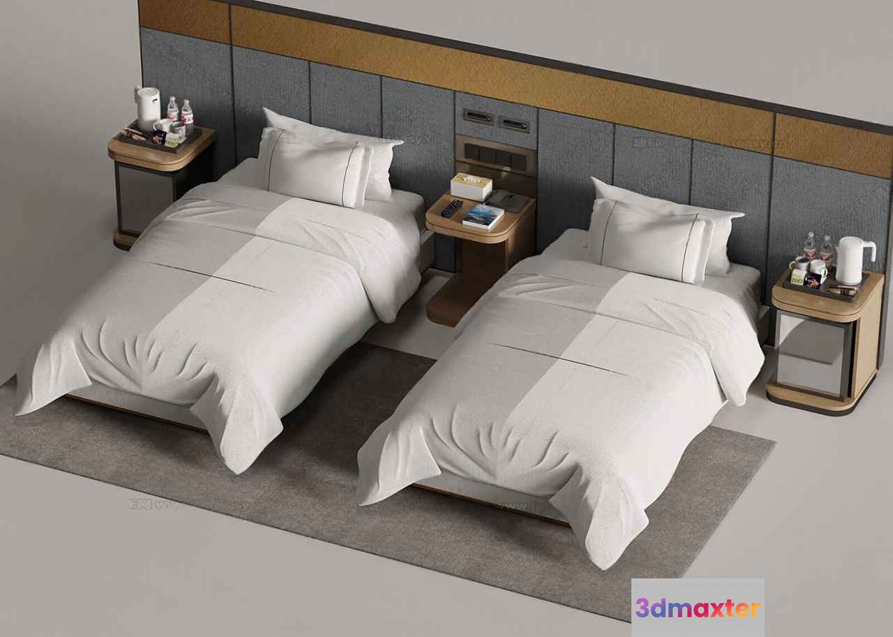 A Pair Of Beds 3D Model - 17613 - VRAY Render