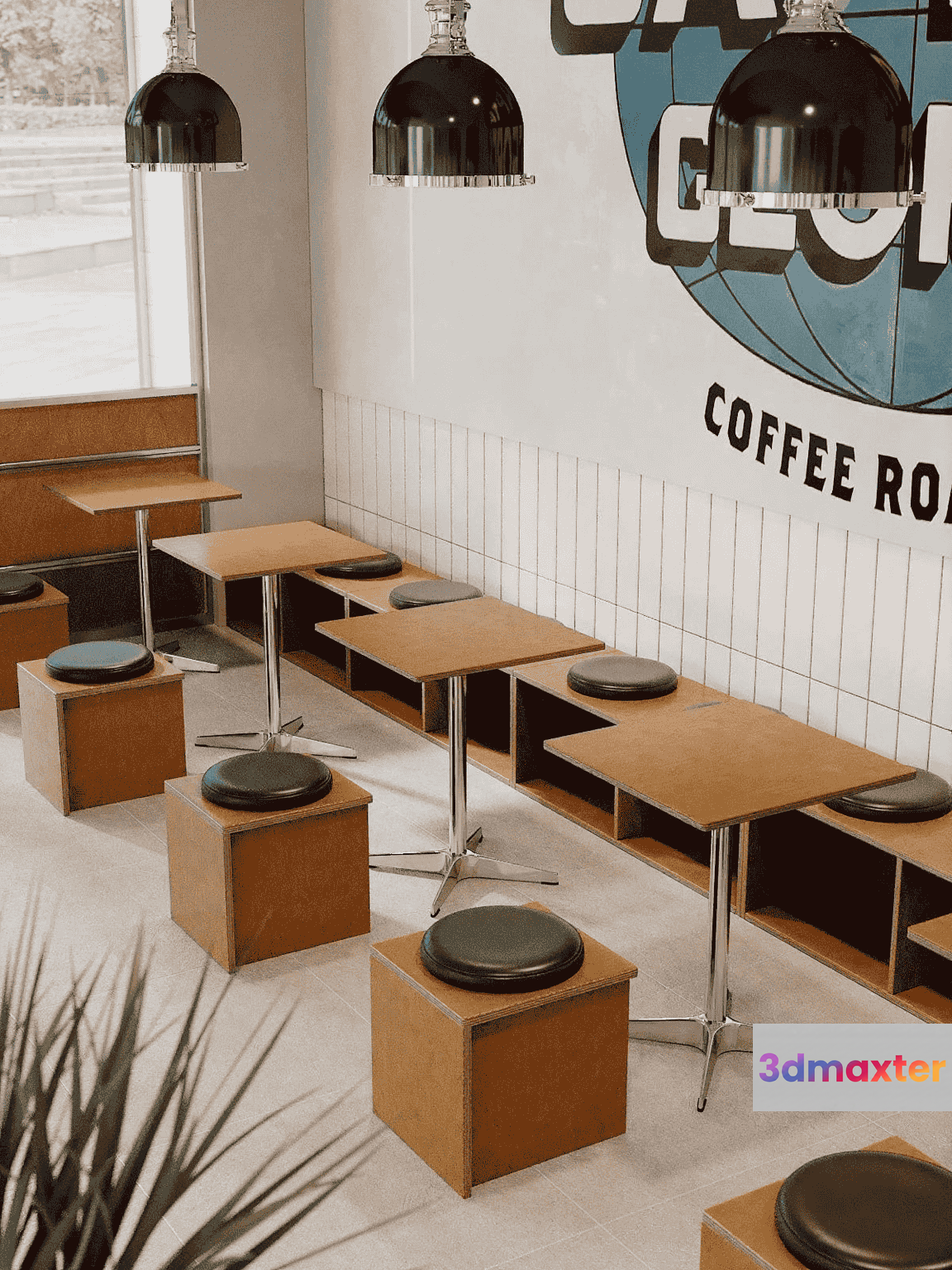 Modern Coffee Shop 3D Model - 15879 - VRAY Render