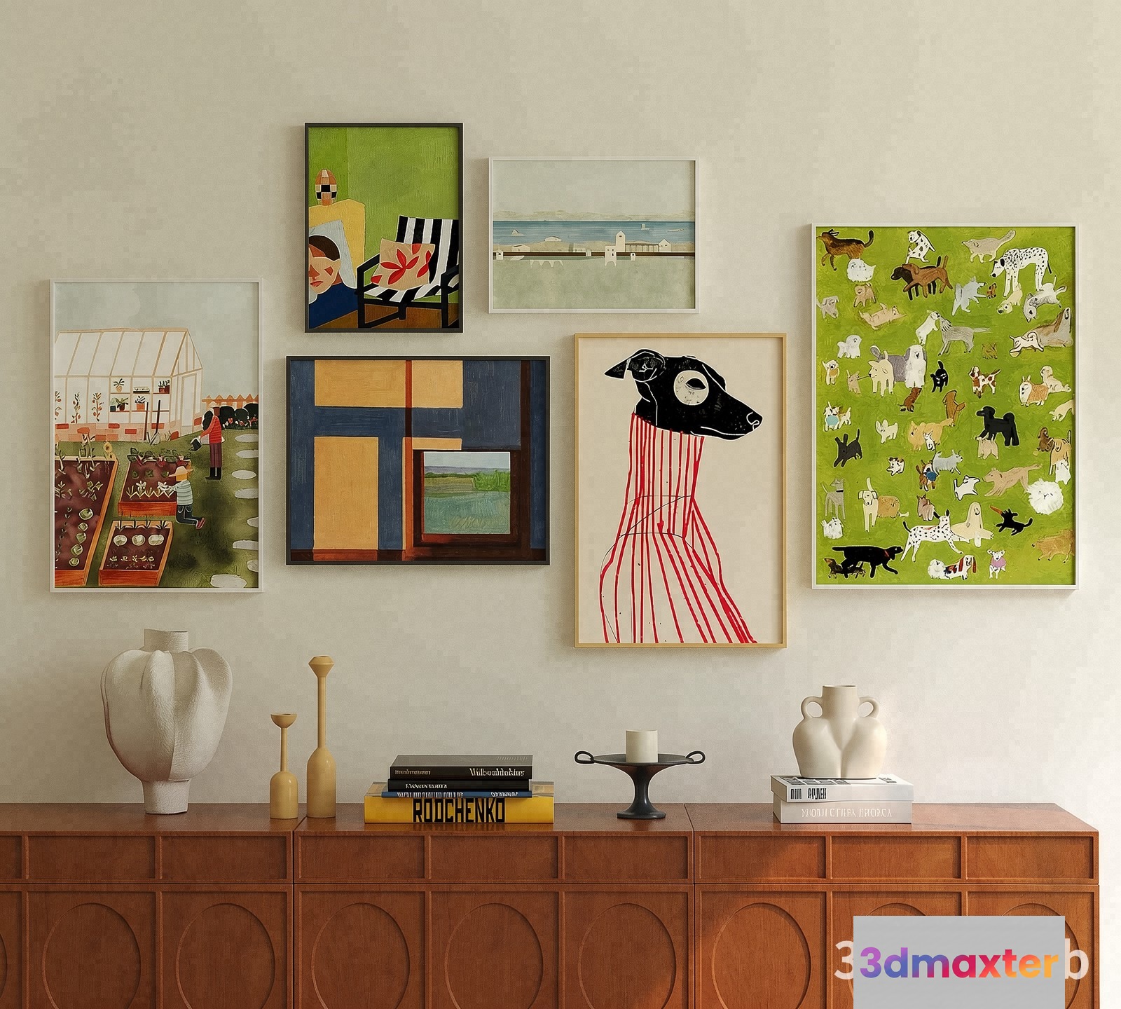 A Collection Of Framed Artwork 3D Model - 22887 - VRAY Render