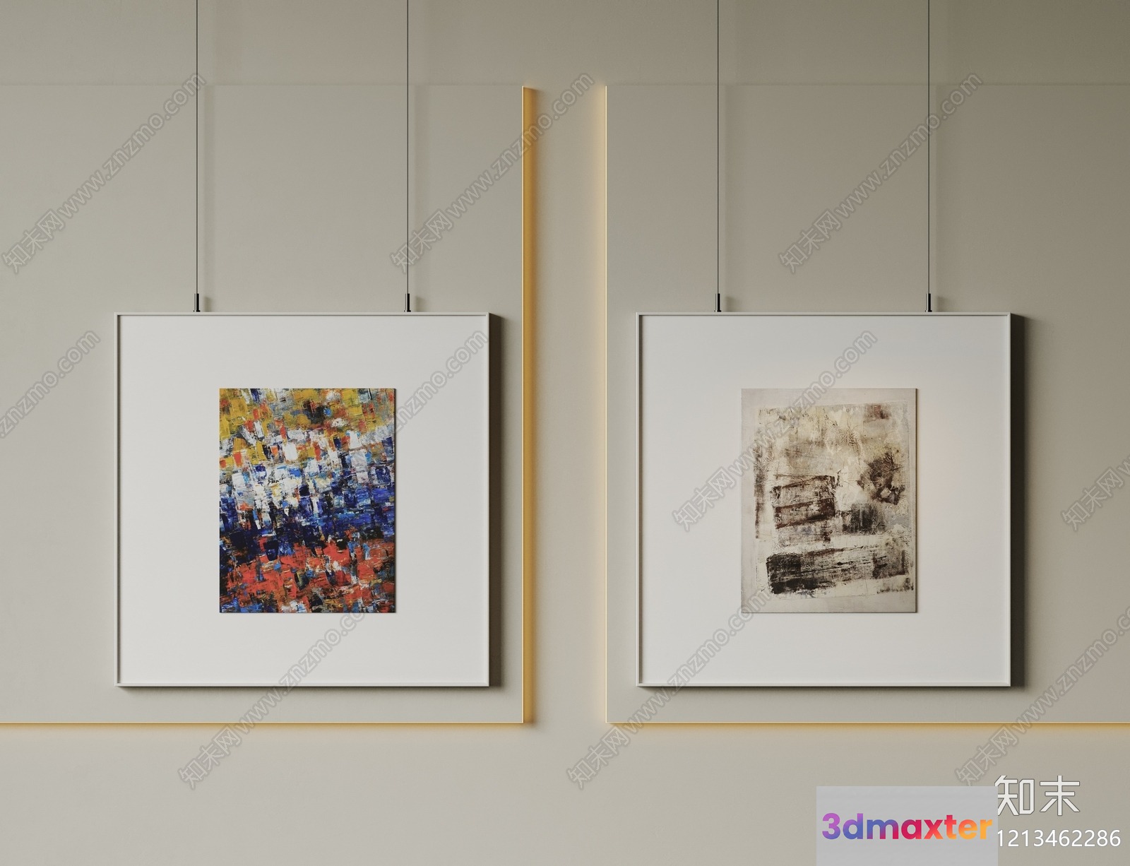 Two Framed Abstract Art Pieces 3D Model - 5056 - VRAY Render