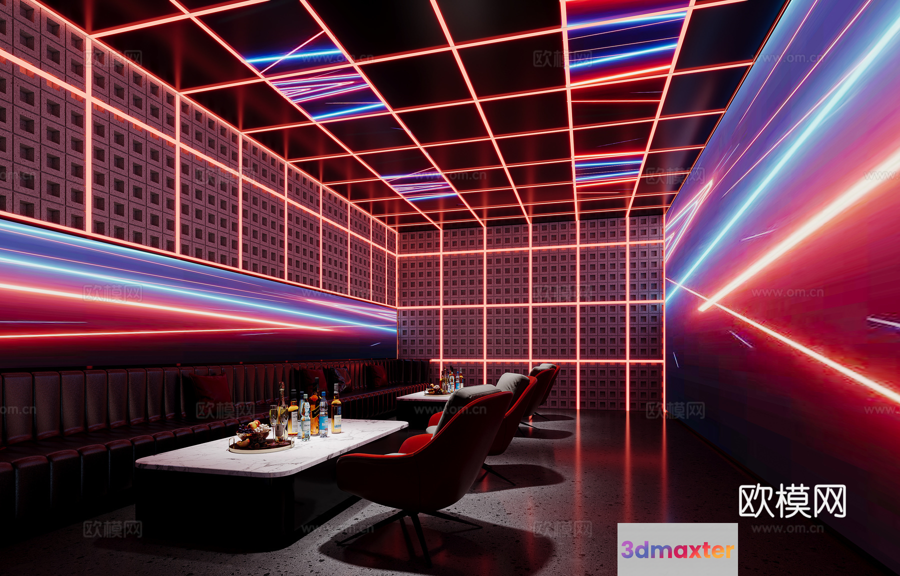 Modern Bar Area 3D Model - 16579 - VRAY Render