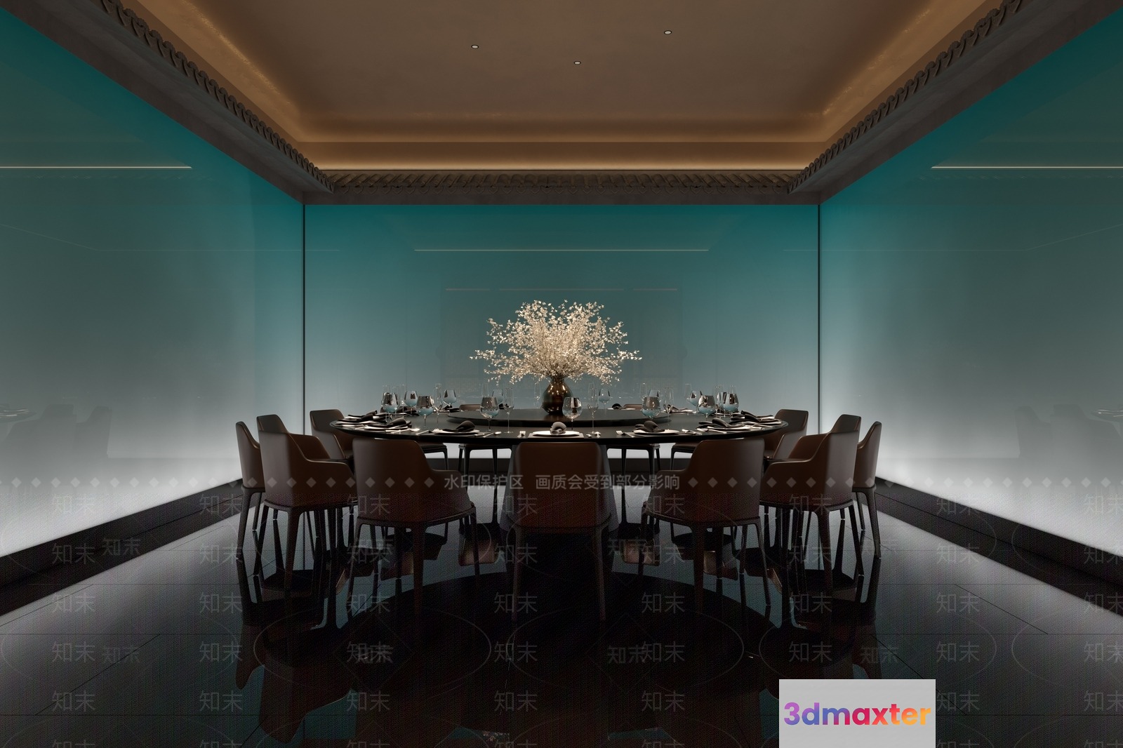 Large Dining Room Table 3D Model - 12609 - CORONA Render