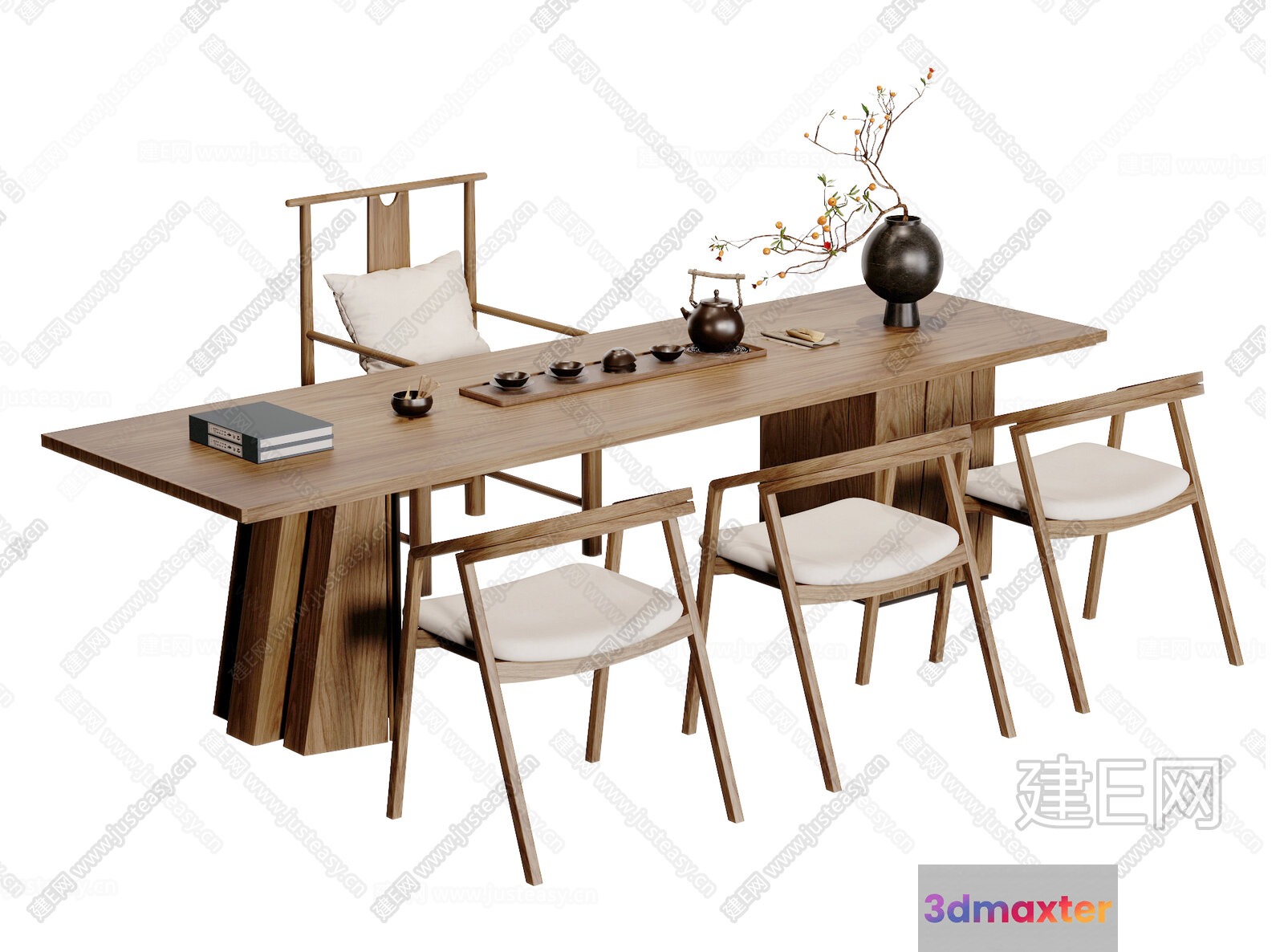 Modern Wood Dining Table 3D Model - 17985 - VRAY Render