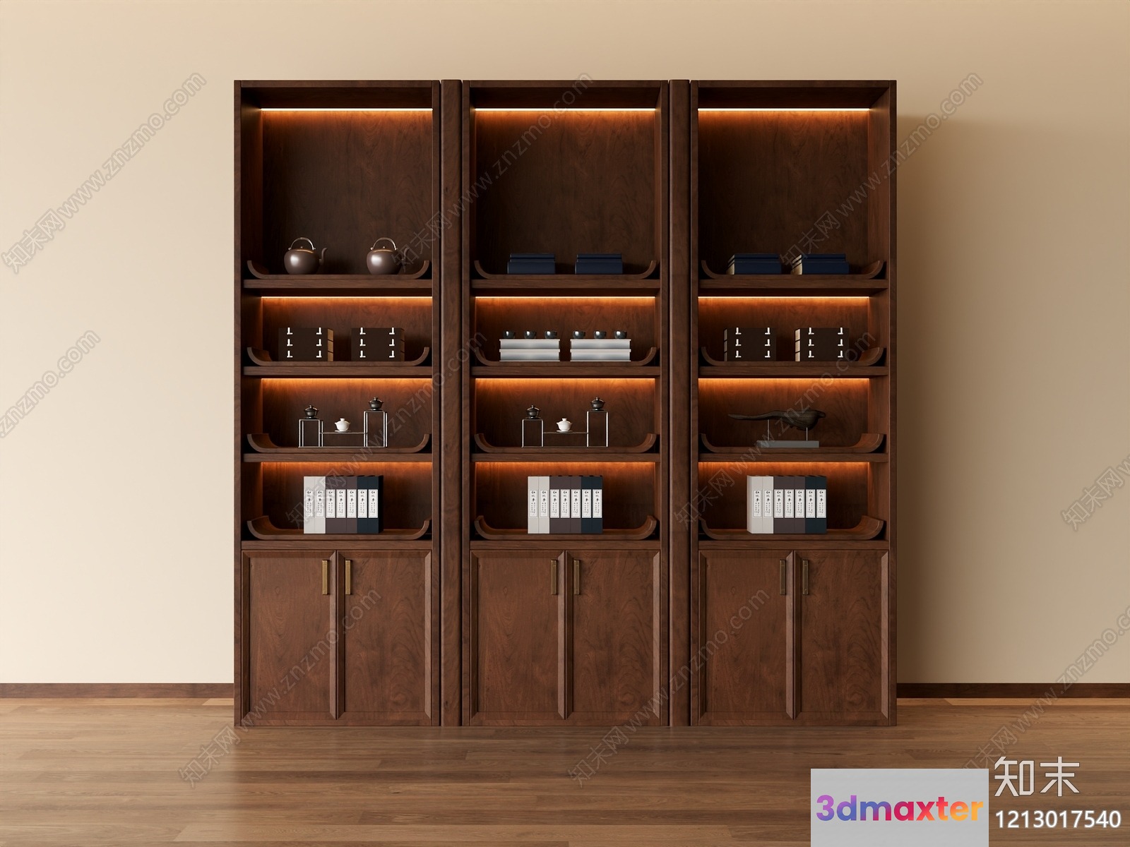 A Wooden Bookcase 3D Model - 20766 - VRAY Render