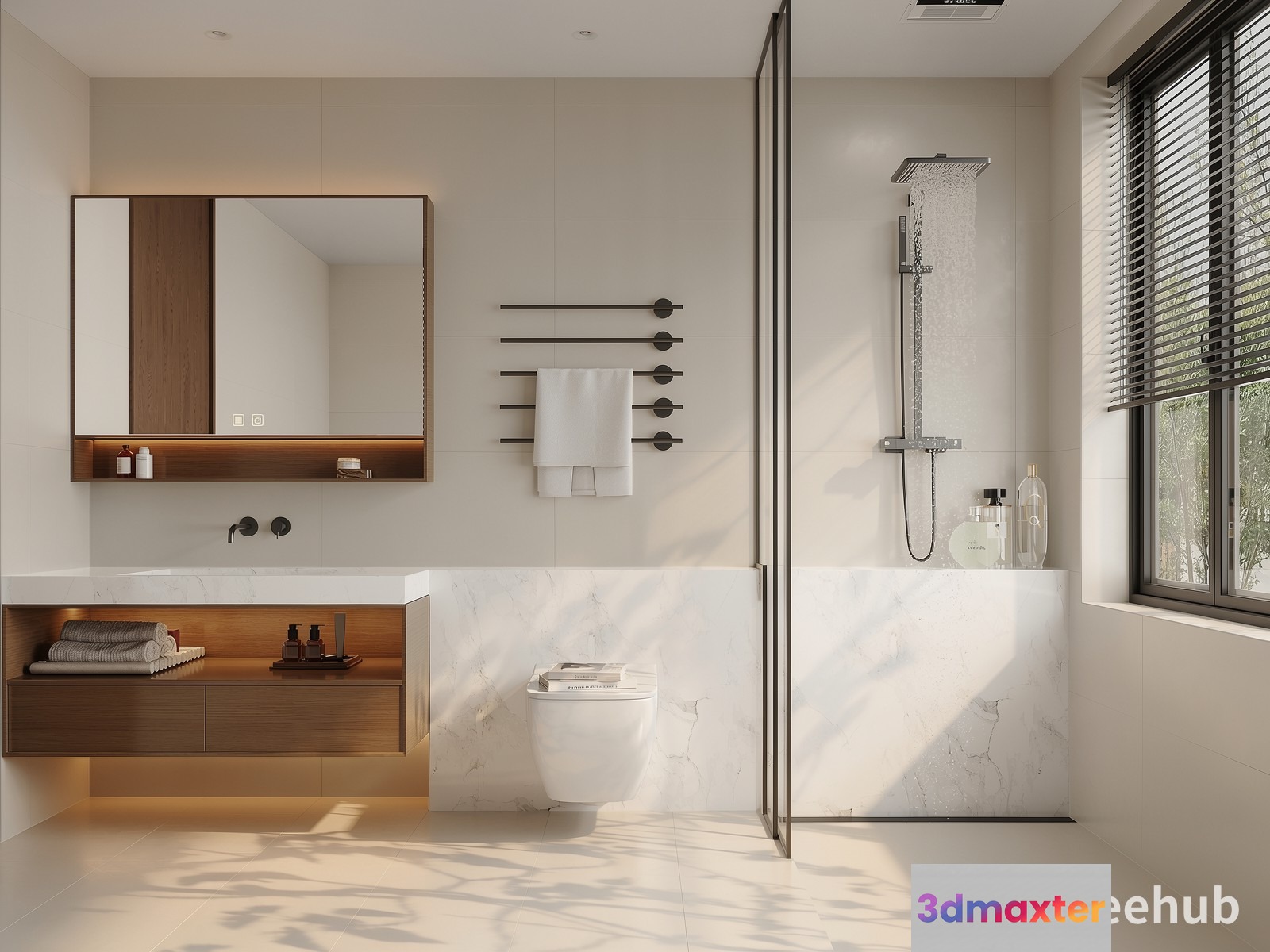 A Modern Bathroom 3D Model - 19342 - VRAY Render