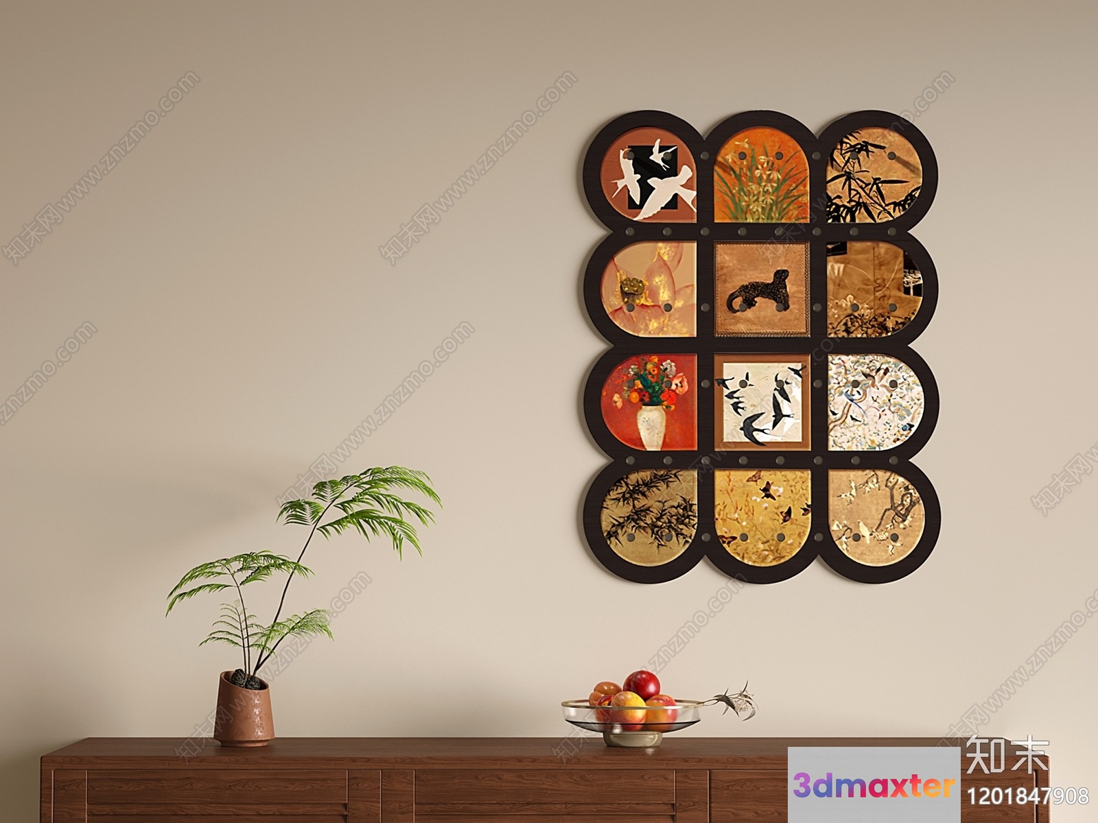 Artistic Wall Display 3D Model - 6381 - VRAY Render