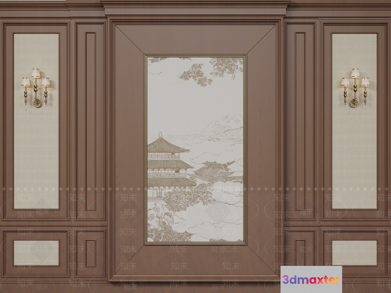 A Traditional Asian-Style Wall 3D Model - 4488 - CORONA Render
