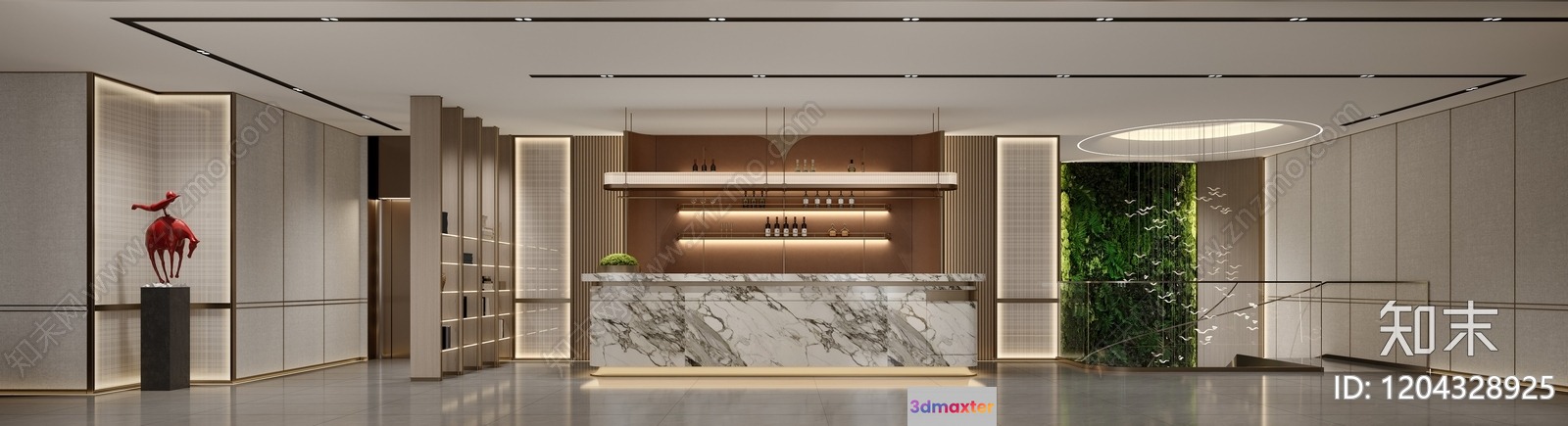 Modern Office Reception Area 3D Model - 9932 - CORONA Render