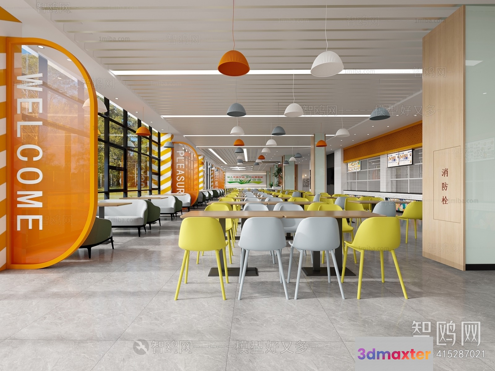 Modern Cafeteria 3D Model - 12703 - VRAY Render