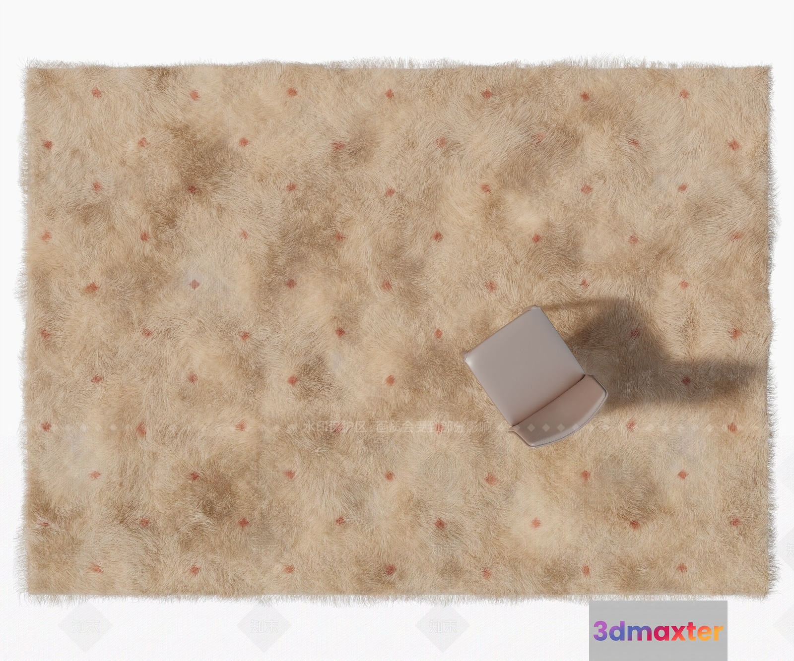 A Beige Fuzzy Rug With A Chair 3D Model - 10935 - VRAY Render