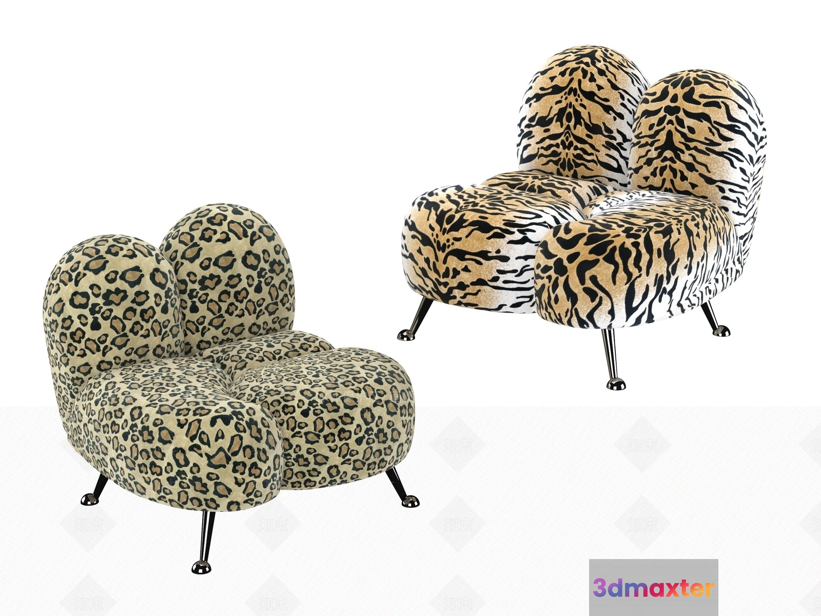 Two Leopard-Print Chairs 3D Model - 6499 - VRAY Render