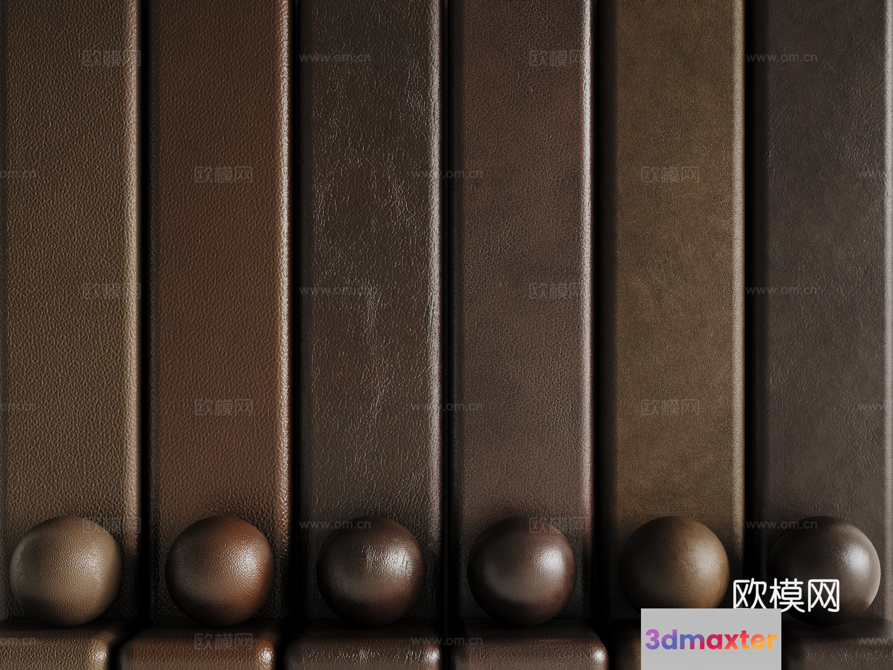 Modern Brown Leather Sofa 3D Model - 5755 - VRAY Render