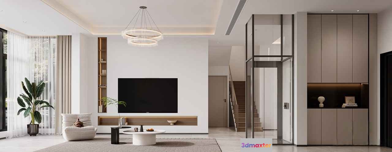 Modern Living Room 3D Model - 17696 - VRAY Render