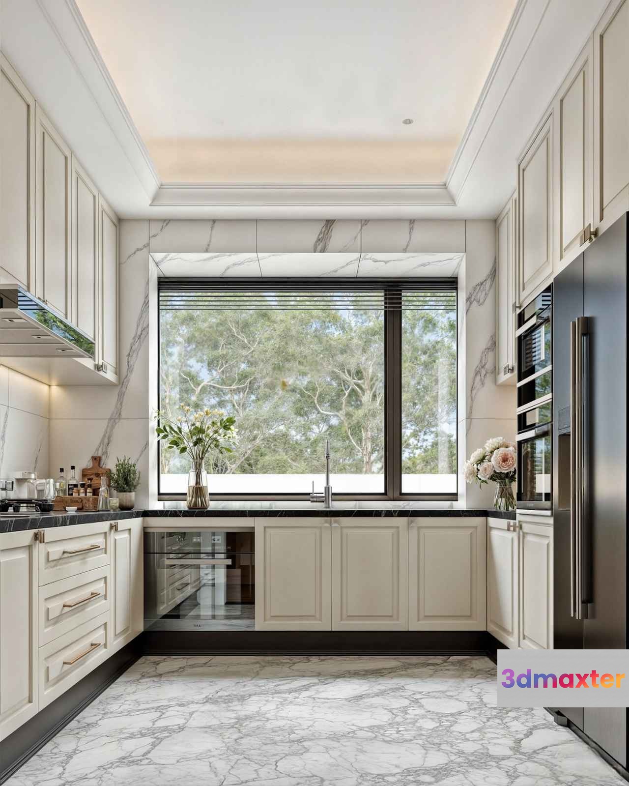 Modern Kitchen Design 3D Model - 1058 - VRAY Render