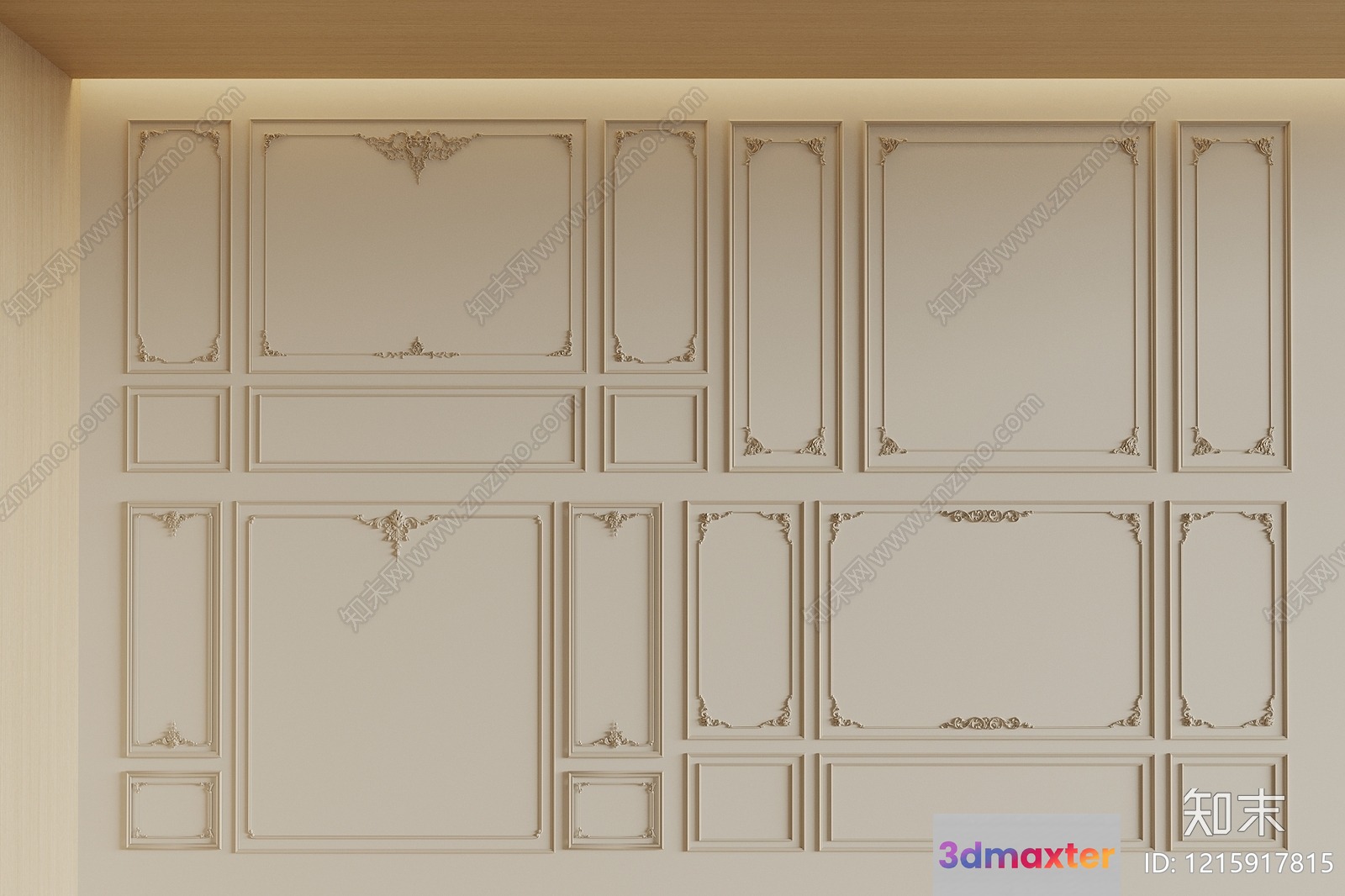 A Decorative Wall With A Classic Design 3D Model - 15335 - VRAY Render