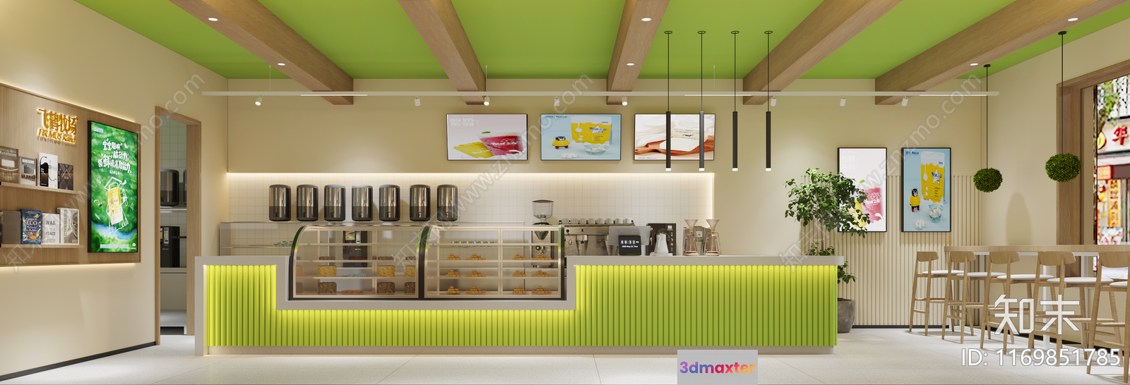 Cozy Cafe Interior 3D Model - 950 - CORONA Render
