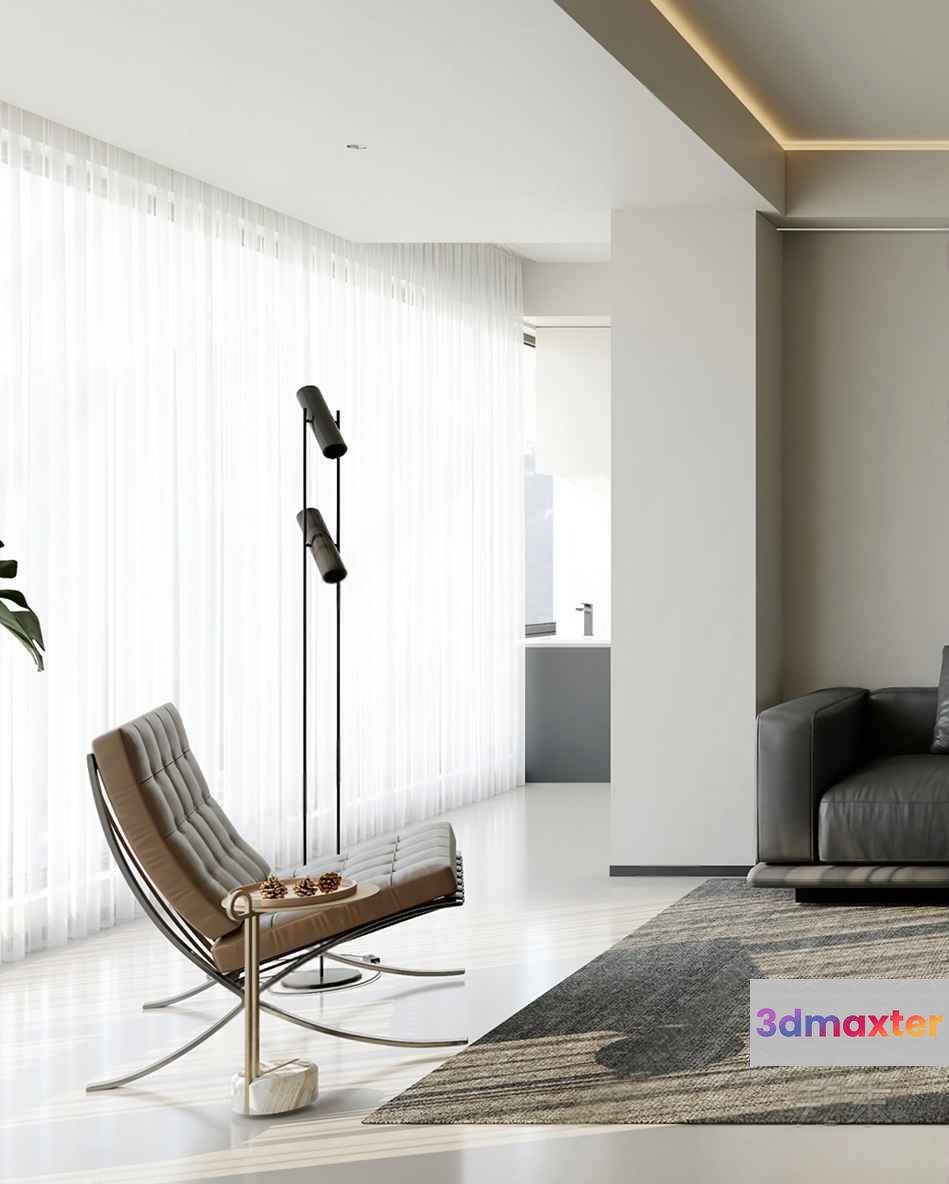 Modern Living Room 3D Model - 3989 - VRAY Render