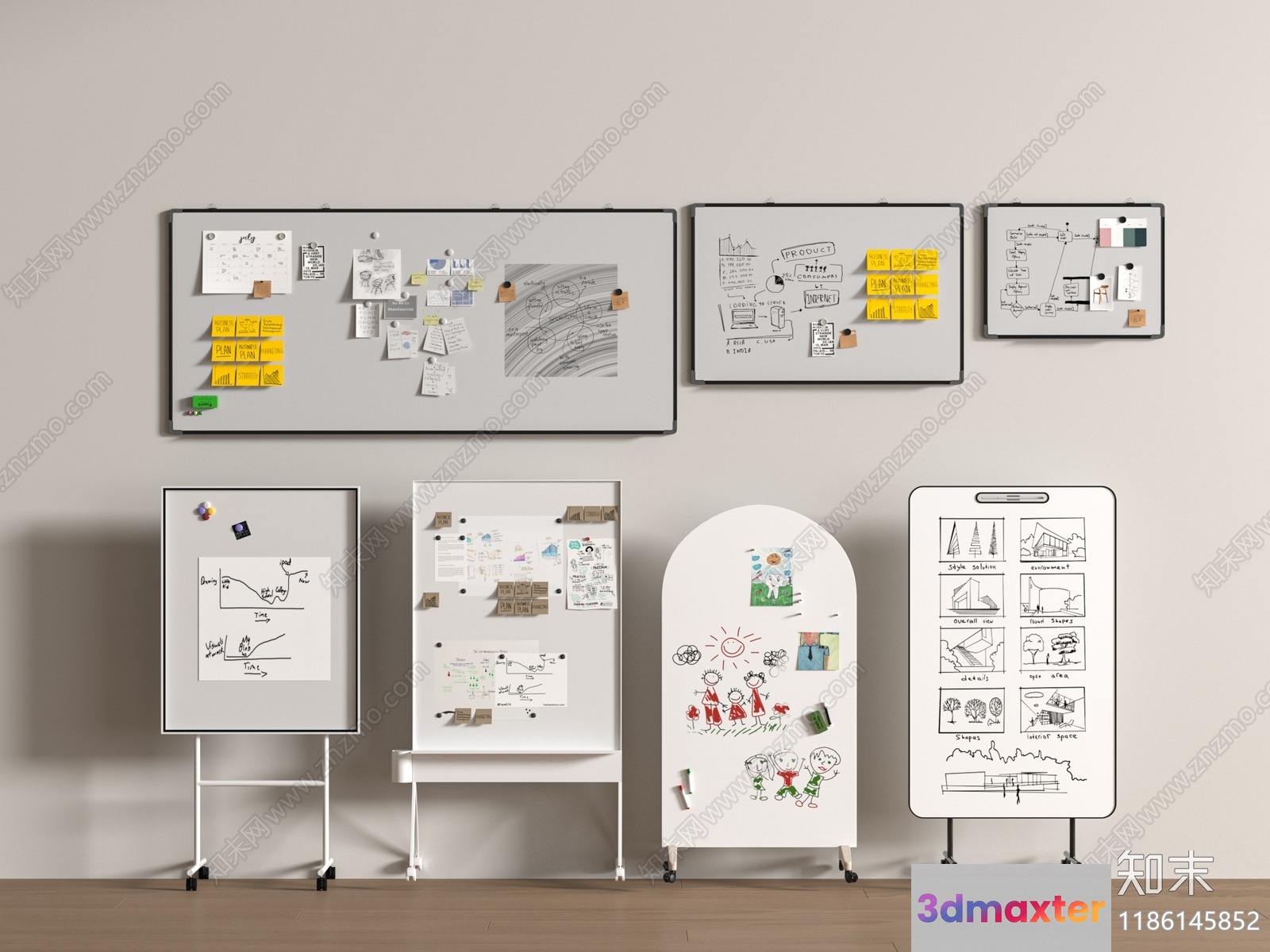 Office Whiteboards 3D Model - 17167 - VRAY Render