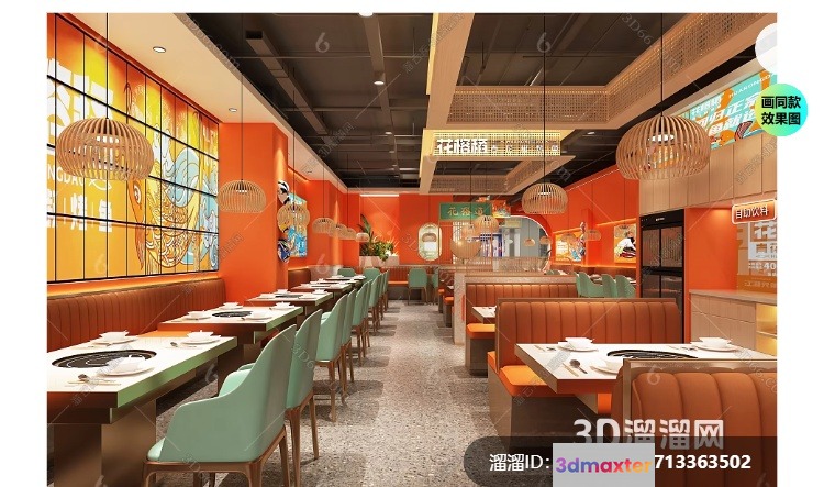 A Restaurant Interior 3D Model - 5696 - VRAY Render