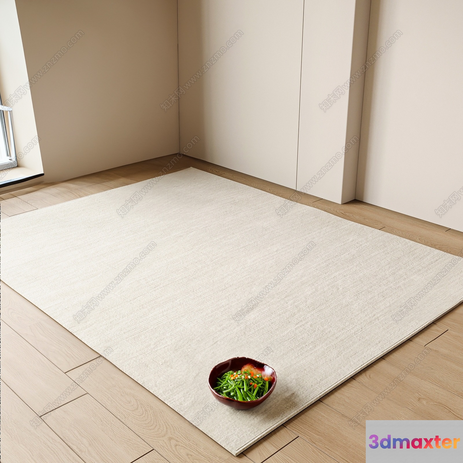 A Light-Colored Rug In A Room 3D Model - 1218 - VRAY Render