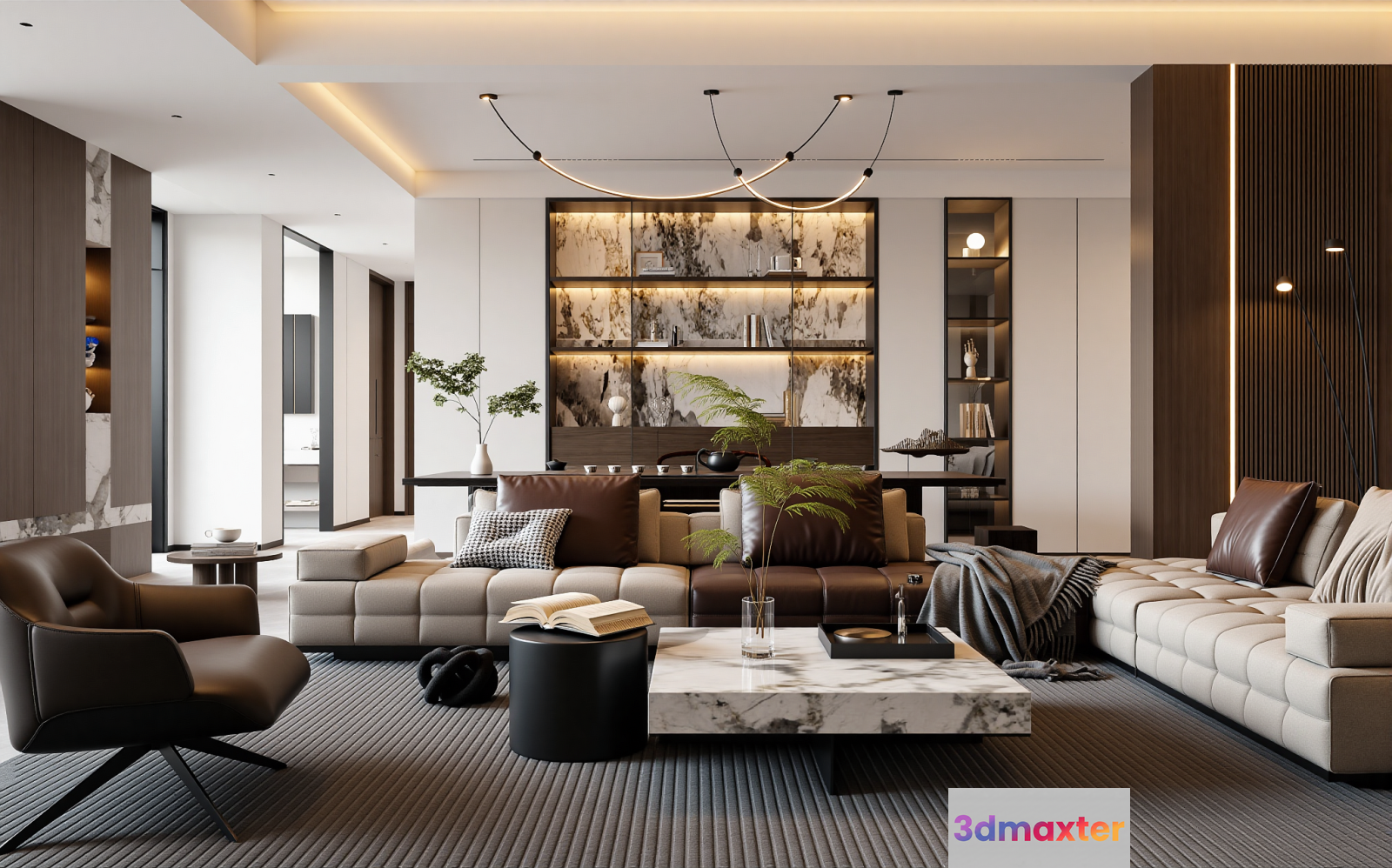Modern Living Room 3D Model - 22834 - VRAY Render