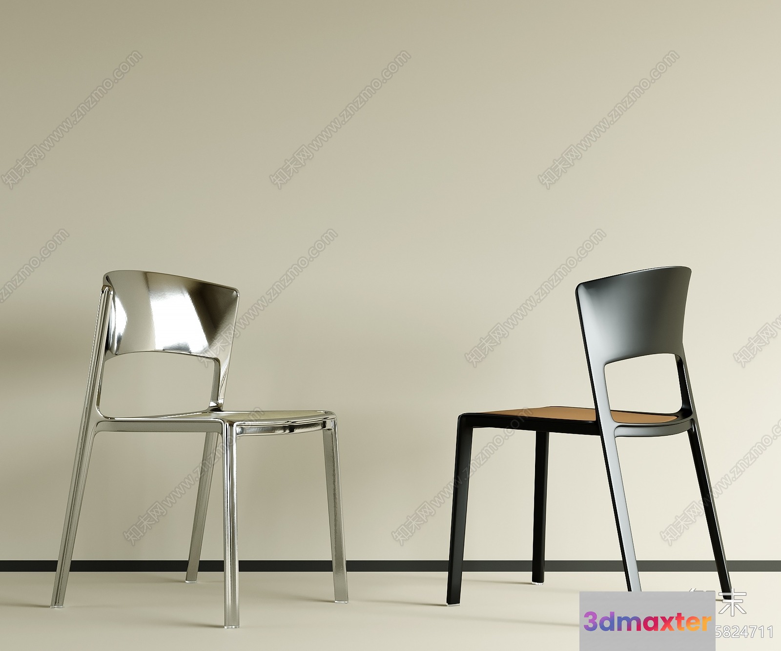 Modern Metal Chairs 3D Model - 17953 - VRAY Render