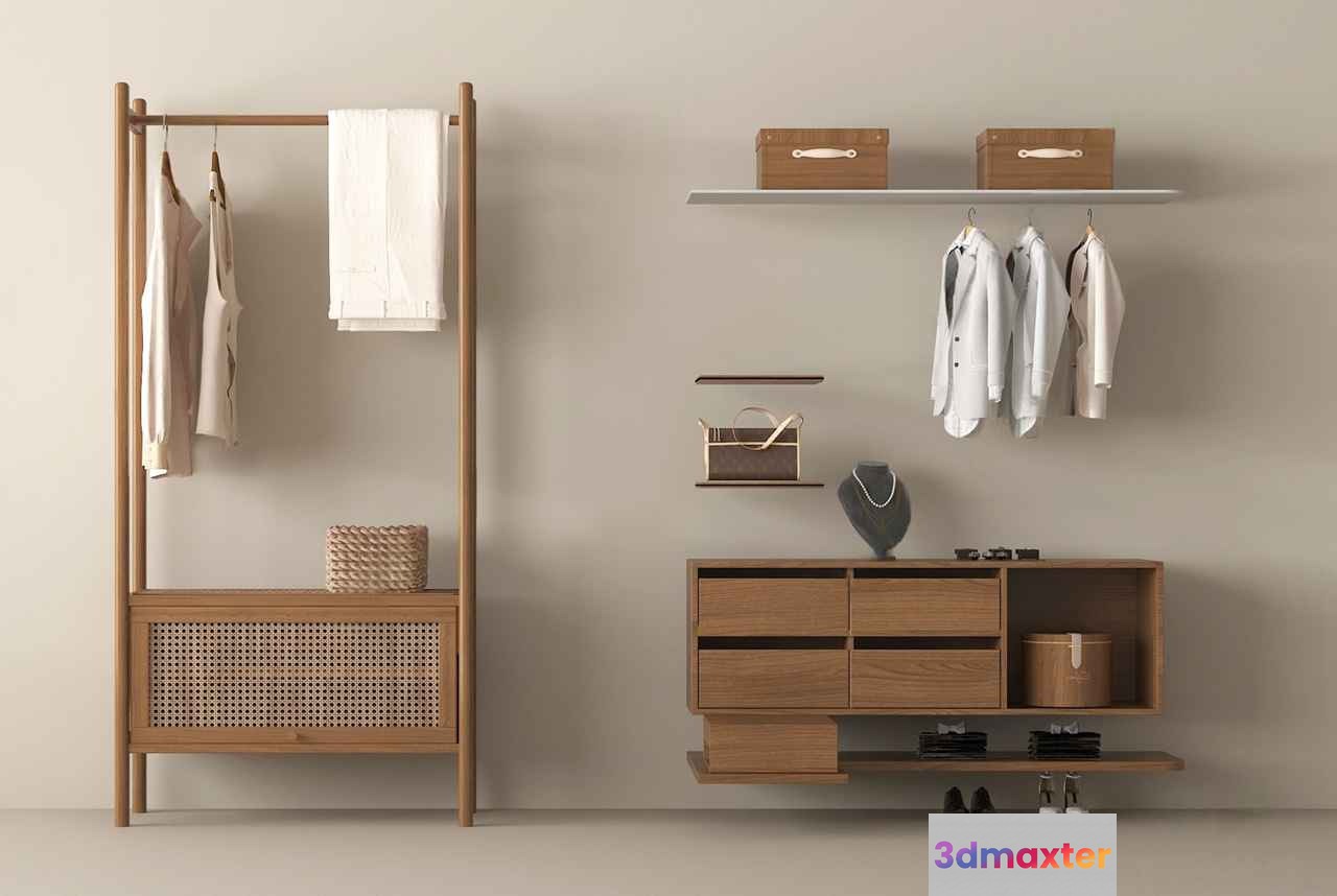 Minimalist Wood Closet 3D Model - 2346 - VRAY Render