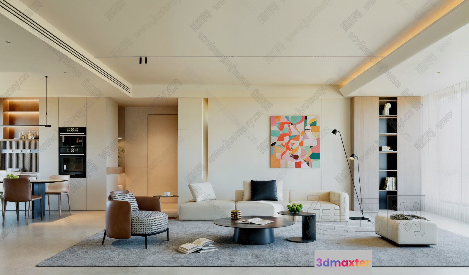 Modern Living Room 3D Model - 7292 - VRAY Render