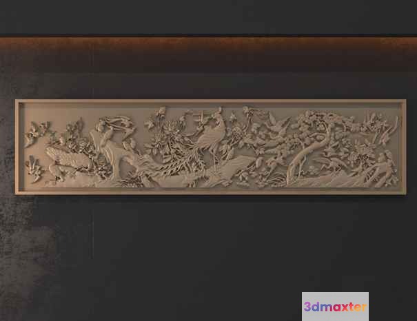 A Rectangular Beige Relief Sculpture 3D Model - 8812 - VRAY Render