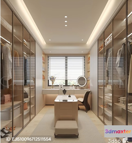 Modern Walk-In Closet 3D Model - 4535 - VRAY Render