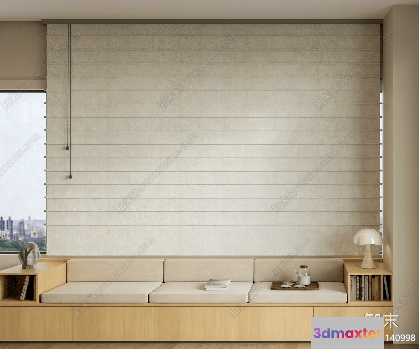 A Beige Window Seat 3D Model - 10622 - VRAY Render