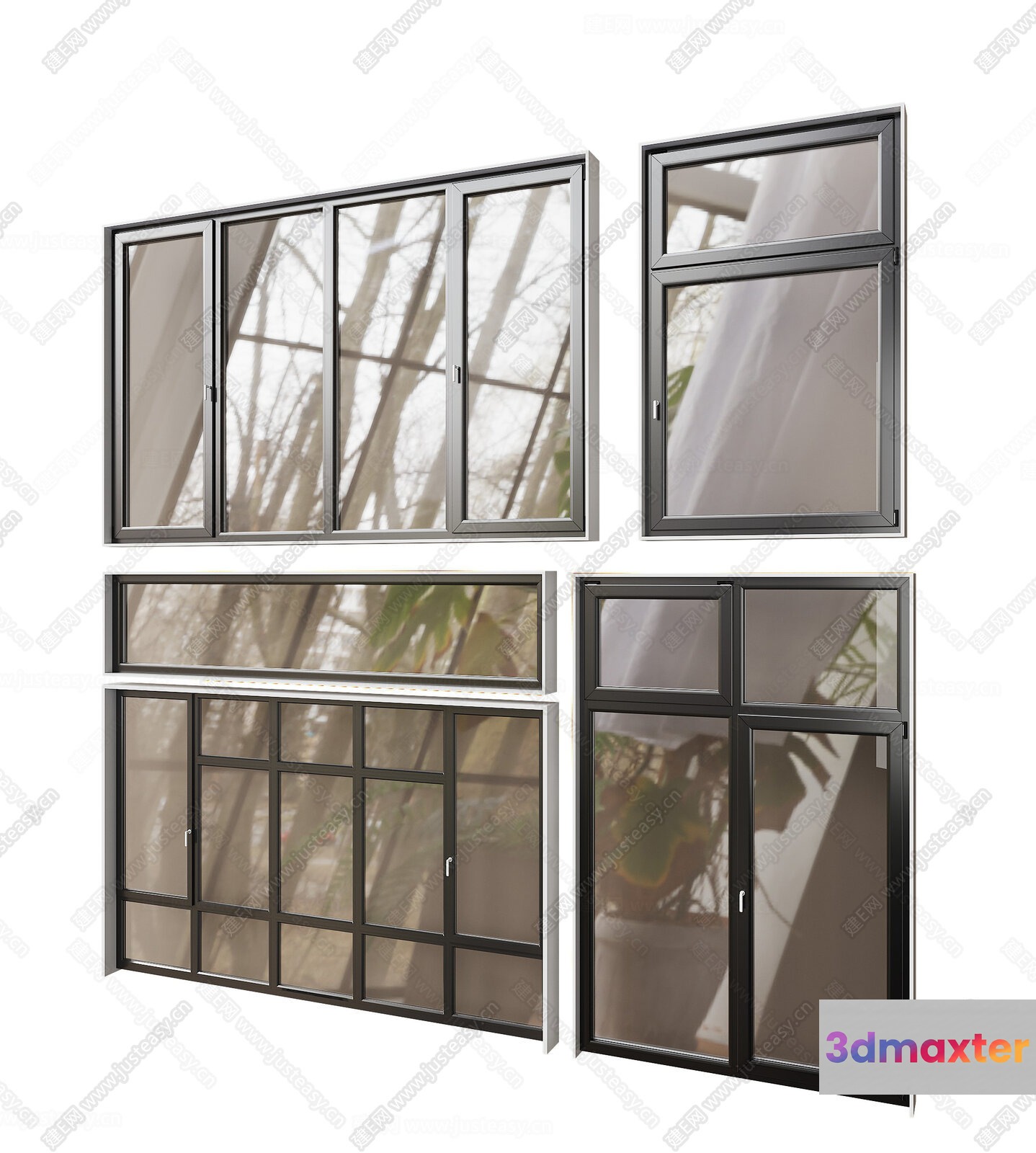 Four Windows 3D Model - 11303 - CORONA Render