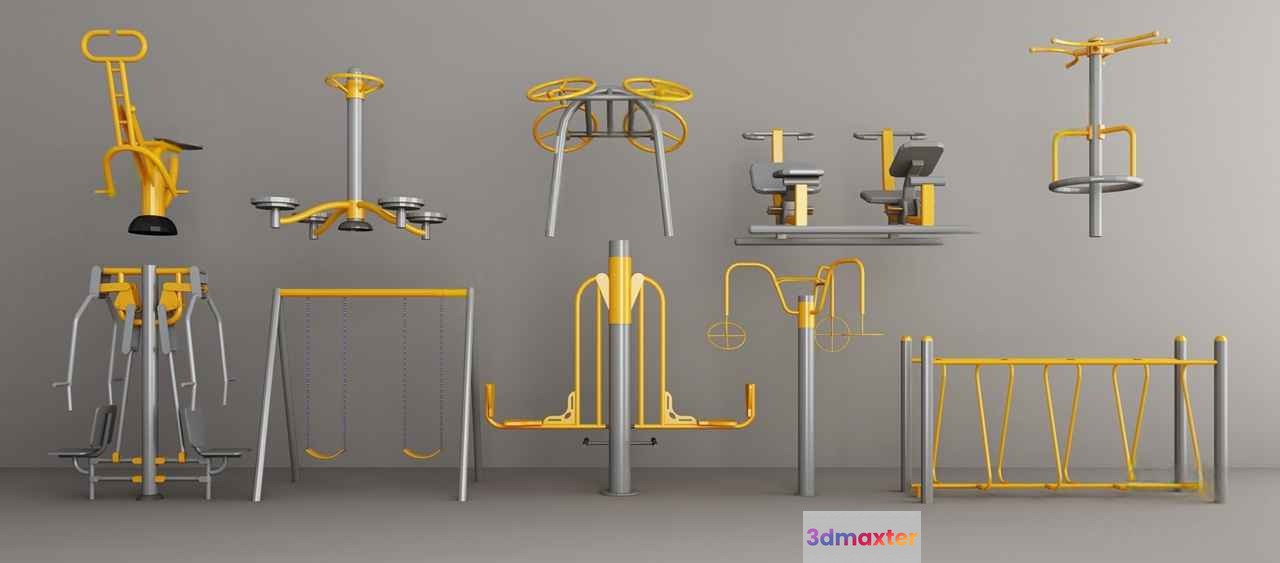 Outdoor Fitness Equipment 3D Model - 12512 - VRAY Render