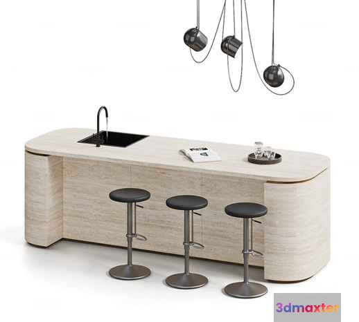 Modern Kitchen Island 3D Model - 12376 - VRAY Render