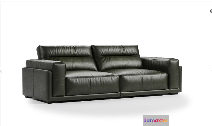 Modern Black Leather Sofa 3D Model - 2620 - VRAY Render
