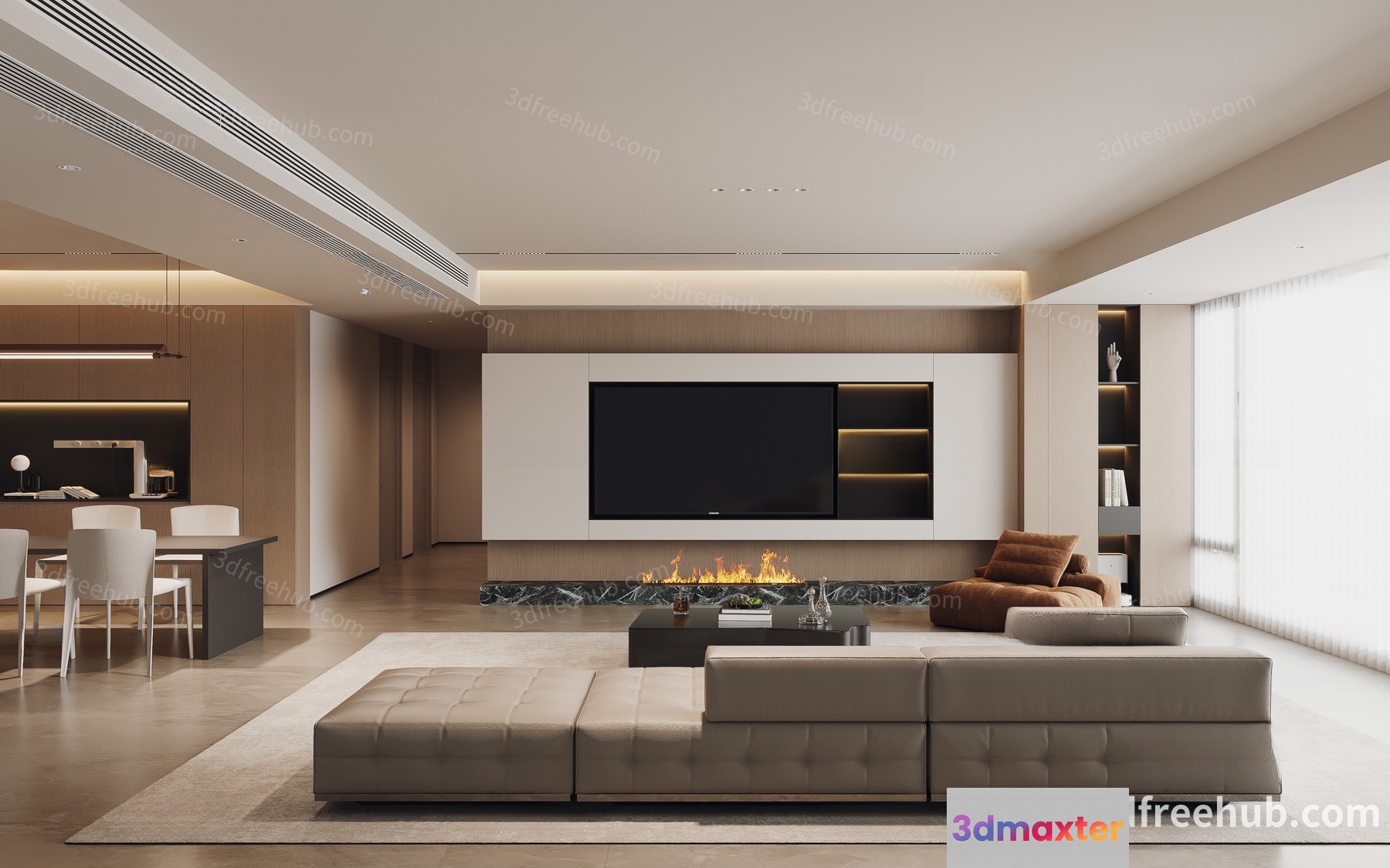 Modern Living Room 3D Model - 23288 - VRAY Render