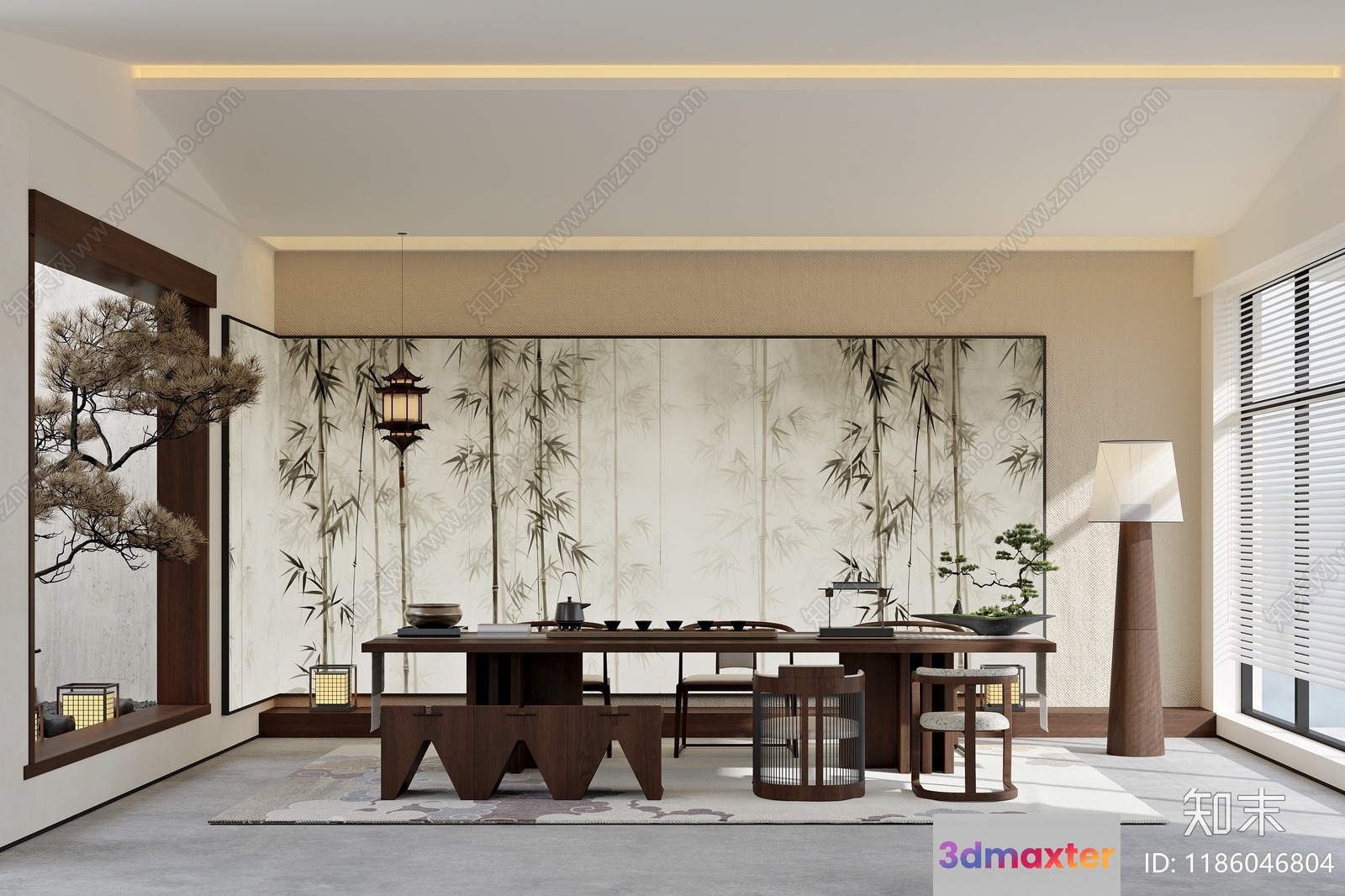 Modern Japanese Dining Room 3D Model - 14094 - VRAY Render
