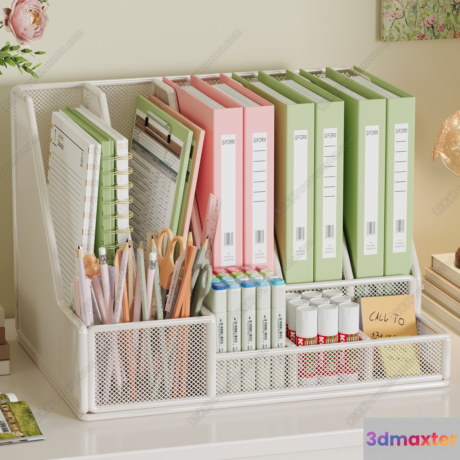 White Desk Organizer 3D Model - 15283 - VRAY Render