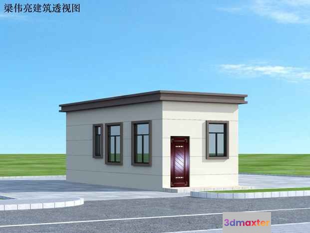 A Small Beige House 3D Model - 2146 - VRAY Render