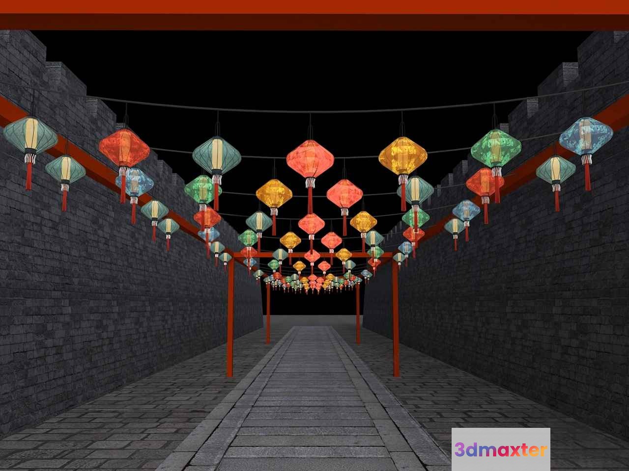 Chinese Lanterns 3D Model - 8378 - VRAY Render