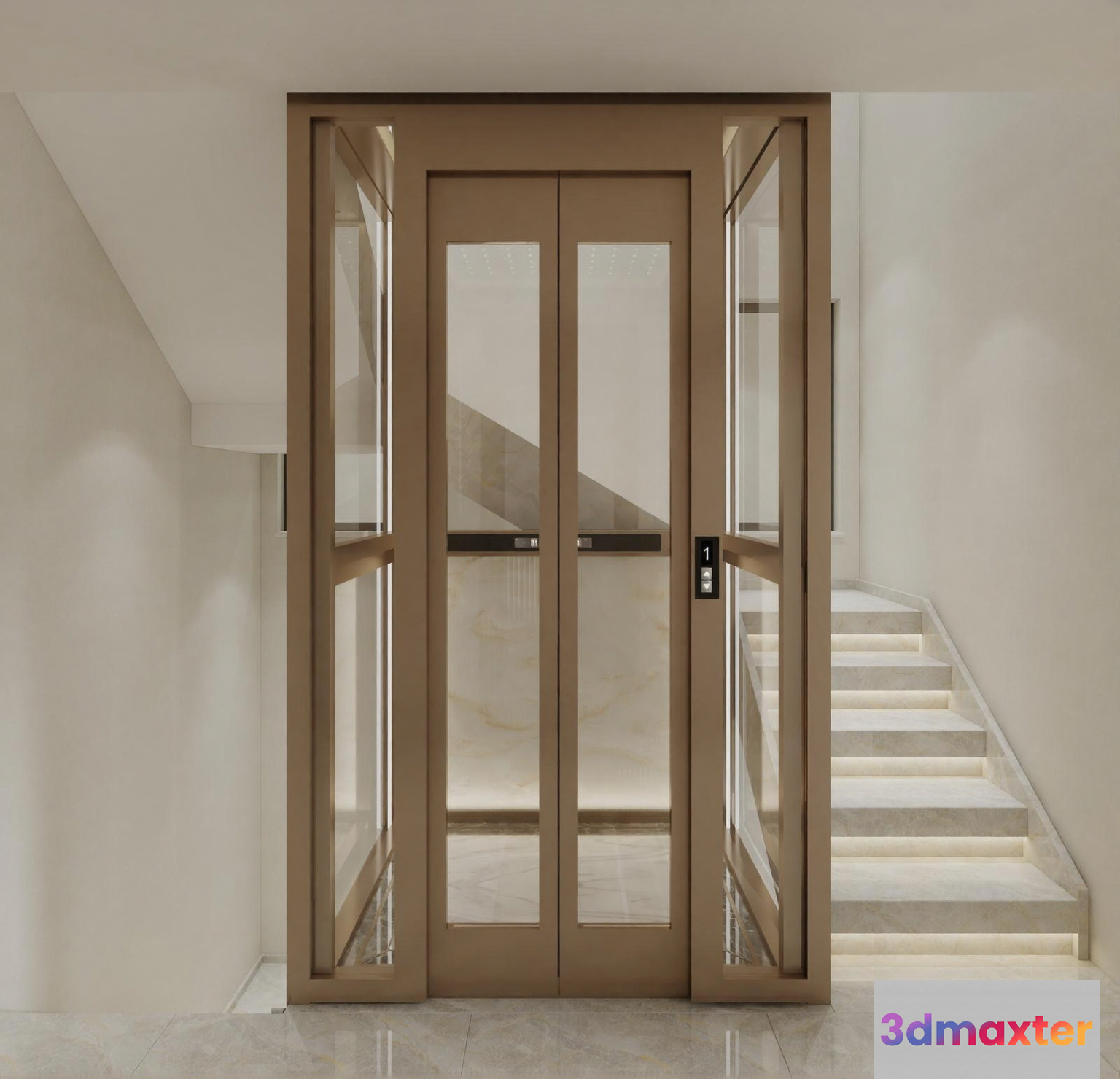 A Modern Elevator 3D Model - 3890 - VRAY Render