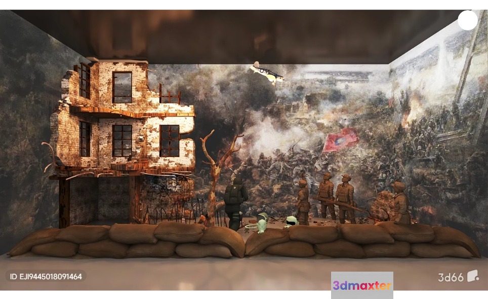 A 3D Rendering Of A War Scene 3D Model - 8939 - VRAY Render
