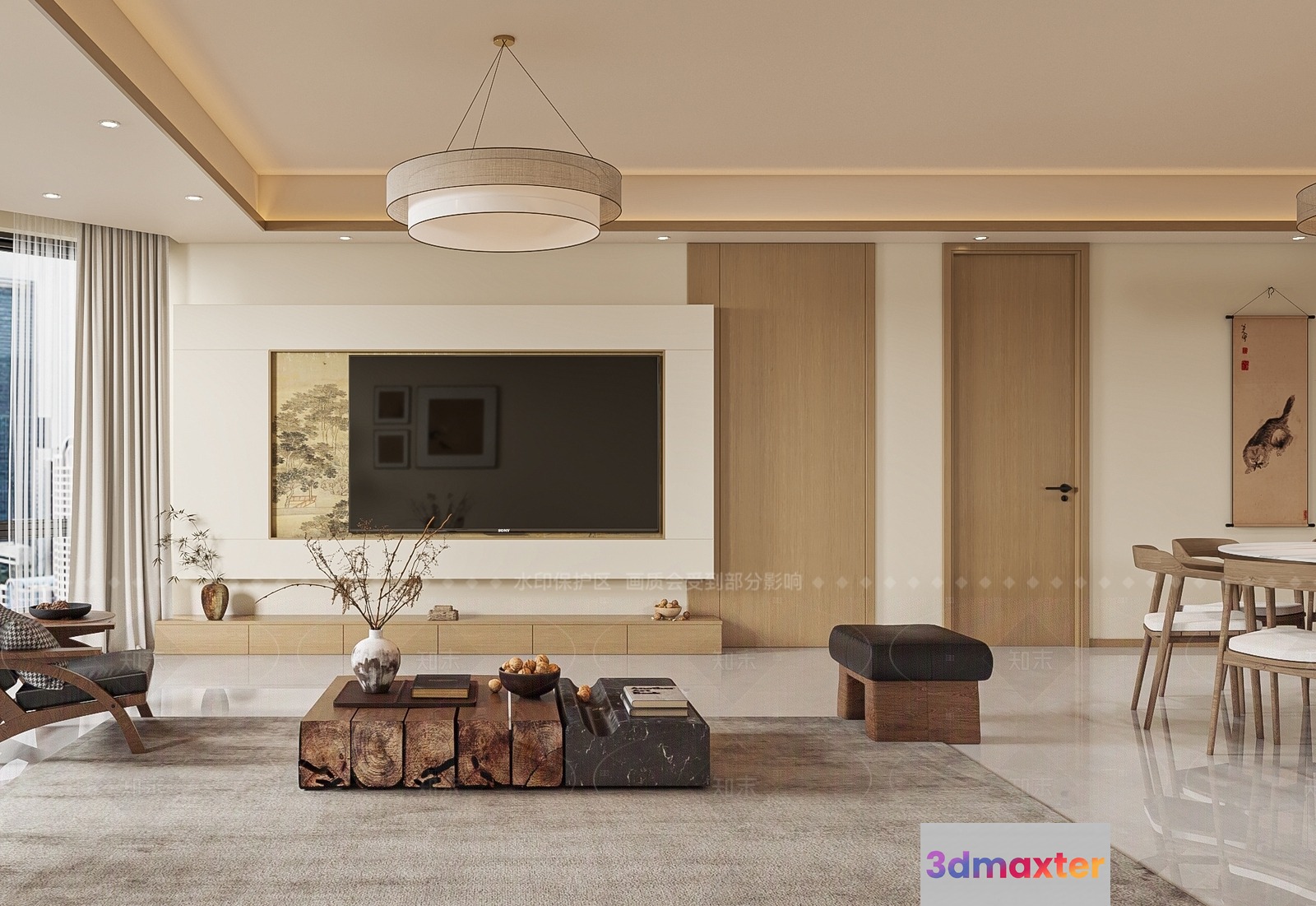 Modern Living Room 3D Model - 18669 - VRAY Render