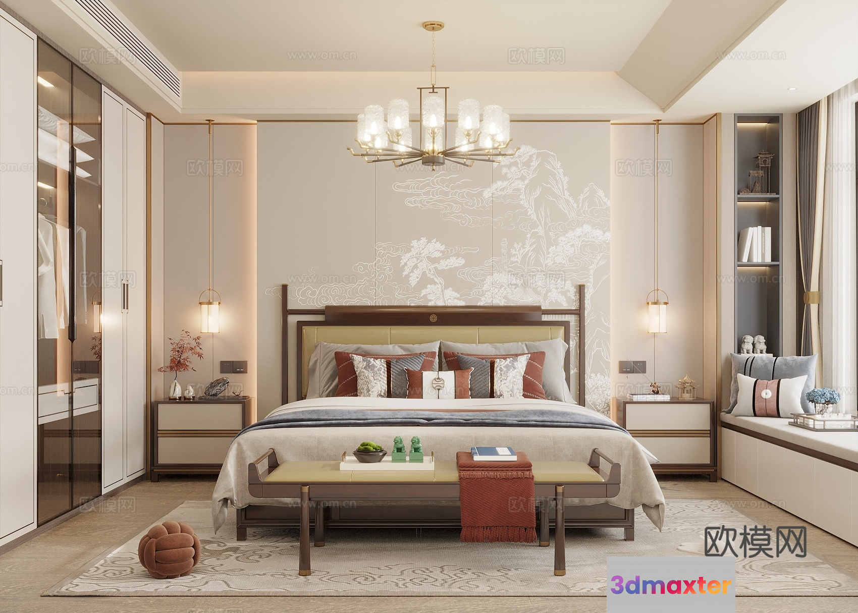 Cozy Bedroom 3D Model - 6816 - VRAY Render