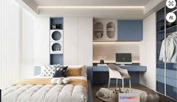 Modern Teenage Bedroom 3D Model - 13272 - VRAY Render